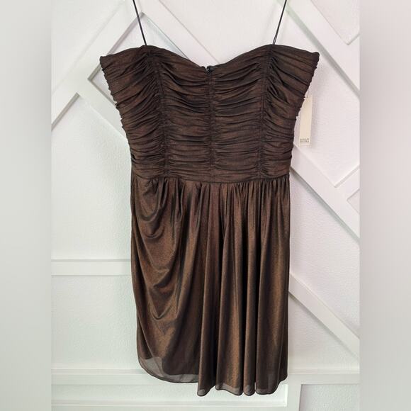 Badgley Mischka Dresses & Skirts - NWT Badgley Mischka Collection Bronze Ruched Strapless Cocktail Dress Size 16